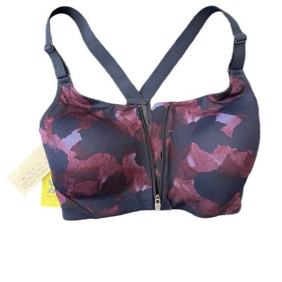 All in Motion Blue and Pink Floral Watercolor Sports Bra๐ธ - Picture 3 of 6